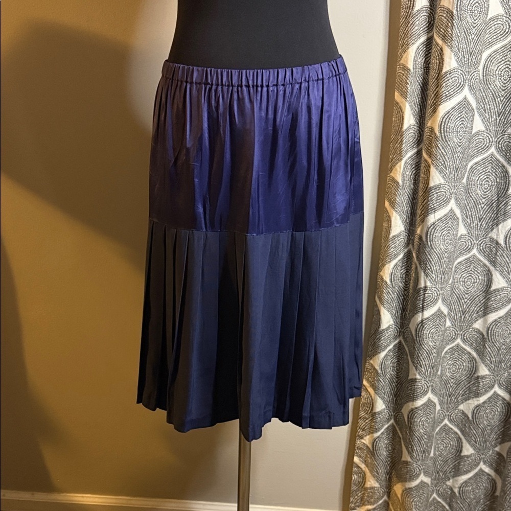 Vintage Drop Waist Navy Blue Pleated Skirt - Picture 1 of 7